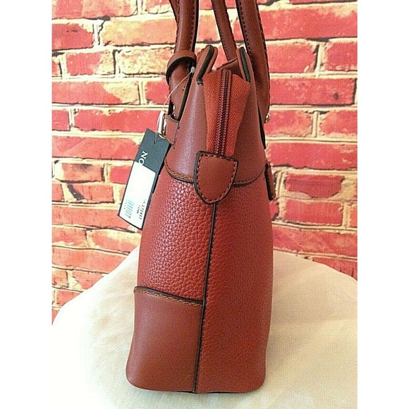 NWT Carmel Vegan Leather Covered Lock & Key Medium Top Handle Satchel Handbag - Picture 5 of 11